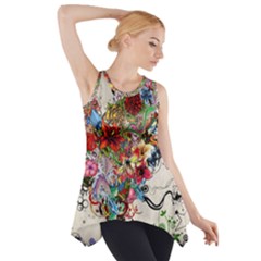 Valentine s Day Heart Artistic Psychedelic Side Drop Tank Tunic by Modalart