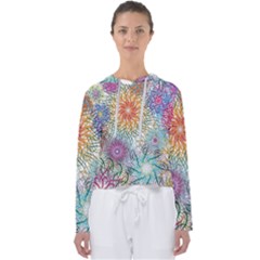 Psychedelic Flowers Yellow Abstract Psicodelia Women s Slouchy Sweat by Modalart