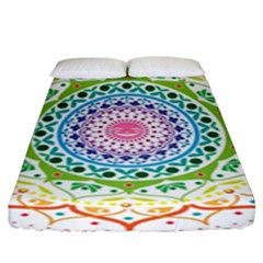 Mandala Pattern Rainbow Pride Fitted Sheet (king Size) by Vaneshop