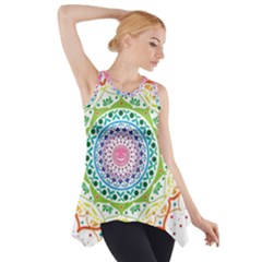 Mandala Pattern Rainbow Pride Side Drop Tank Tunic by Vaneshop