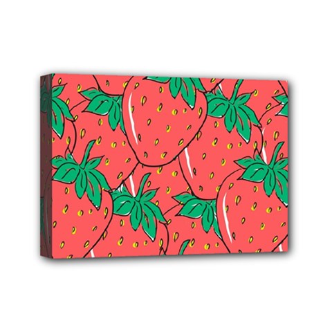 Texture Sweet Strawberry Dessert Food Summer Pattern Mini Canvas 7  X 5  (stretched) by Sarkoni