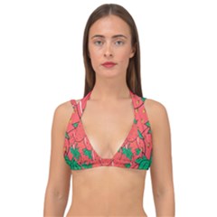 Texture Sweet Strawberry Dessert Food Summer Pattern Double Strap Halter Bikini Top by Sarkoni