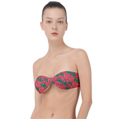 Texture Sweet Strawberry Dessert Food Summer Pattern Classic Bandeau Bikini Top  by Sarkoni