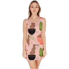 Doodle Yakisoba Seamless Pattern Bodycon Dress by Sarkoni