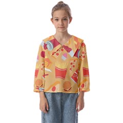 Fast Junk Food  Pizza Burger Cool Soda Pattern Kids  Sailor Shirt by Sarkoni