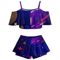 Vector Design Gamming Sytle Retro Art Pattern Kids  Off Shoulder Skirt Bikini by Sarkoni