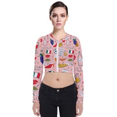 Food Pattern Italia Long Sleeve Zip Up Bomber Jacket by Sarkoni