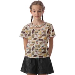 Junk Food Hipster Pattern Kids  Front Cut T-shirt by Sarkoni