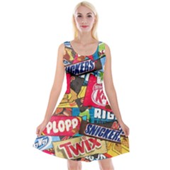 Pop Art Food Cute Patterns Reversible Velvet Sleeveless Dress by Sarkoni