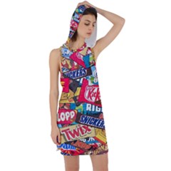 Pop Art Food Cute Patterns Racer Back Hoodie Dress by Sarkoni