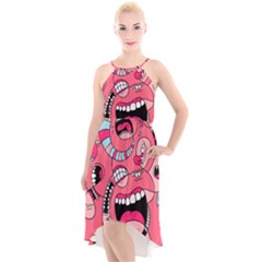 Big Mouth Worm High-low Halter Chiffon Dress  by Dutashop