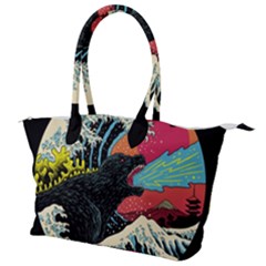 Retro Wave Kaiju Godzilla Japanese Pop Art Style Canvas Shoulder Bag by Modalart