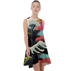 Retro Wave Kaiju Godzilla Japanese Pop Art Style Frill Swing Dress by Modalart