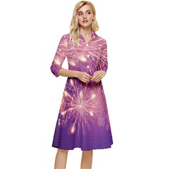 Fireworks On A Purple With Fireworks New Year Christmas Pattern Classy Knee Length Dress by Sarkoni