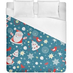 Christmas Pattern Santa Blue Duvet Cover (california King Size) by Sarkoni