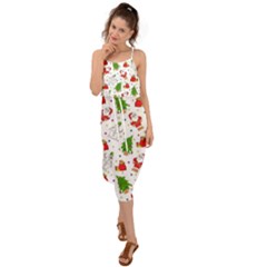 Christmas Santa Pattern Tree Waist Tie Cover Up Chiffon Dress by Sarkoni