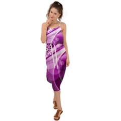 Purple Abstract Merry Christmas Xmas Pattern Waist Tie Cover Up Chiffon Dress by Sarkoni