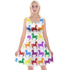 Colorful Horse Background Wallpaper Reversible Velvet Sleeveless Dress by Amaryn4rt