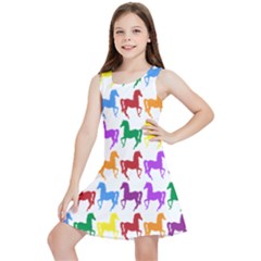 Colorful Horse Background Wallpaper Kids  Lightweight Sleeveless Dress by Amaryn4rt