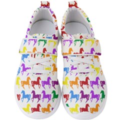 Colorful Horse Background Wallpaper Men s Velcro Strap Shoes by Amaryn4rt