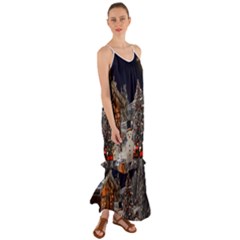 Christmas Landscape Cami Maxi Ruffle Chiffon Dress by Sarkoni