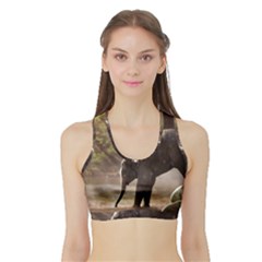 Baby Elephant Watering Hole Sports Bra With Border by Sarkoni