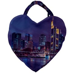 Frankfurt City Skyline Skyscraper Giant Heart Shaped Tote by Sarkoni