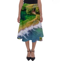 River Waterfall Perfect Length Midi Skirt by Sarkoni