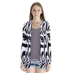 Animal Cute Pattern Art Zebra Drape Collar Cardigan by Amaryn4rt