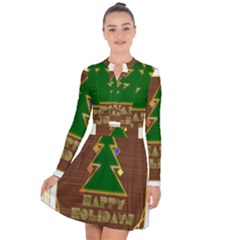 Art Deco Holiday Card Long Sleeve Panel Dress by Amaryn4rt