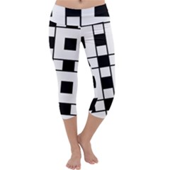 Black And White Pattern Capri Yoga Leggings by Amaryn4rt