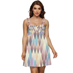 Abstract Colorful Diamond Background Tile Ruffle Strap Babydoll Chiffon Dress by Amaryn4rt