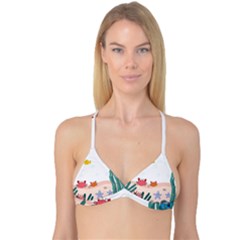 Cartoon Marine Life Marine Drawing Reversible Tri Bikini Top by Sarkoni