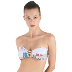 Cartoon Marine Life Marine Drawing Twist Bandeau Bikini Top by Sarkoni