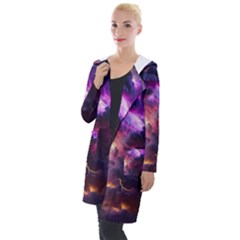 Cloud Heaven Storm Chaos Purple Hooded Pocket Cardigan by Sarkoni