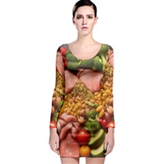 Fruit Snack Diet Bio Food Healthy Long Sleeve Bodycon Dress by Sarkoni