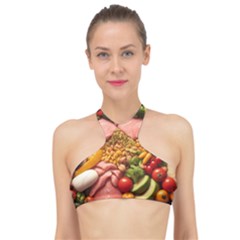 Fruit Snack Diet Bio Food Healthy High Neck Bikini Top by Sarkoni