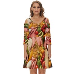 Fruit Snack Diet Bio Food Healthy Shoulder Cut Out Zip Up Dress by Sarkoni