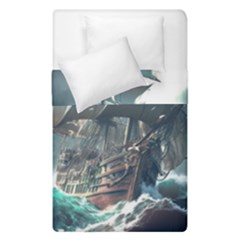 Pirate Ship Boat Sea Ocean Storm Duvet Cover Double Side (single Size) by Sarkoni