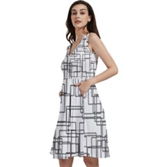 Structure Pattern Network Sleeveless V-neck Skater Dress With Pockets by Amaryn4rt