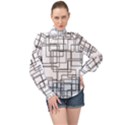 Structure Pattern Network High Neck Long Sleeve Chiffon Top View1