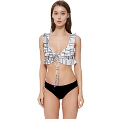 Structure Pattern Network Low Cut Ruffle Edge Bikini Top by Amaryn4rt