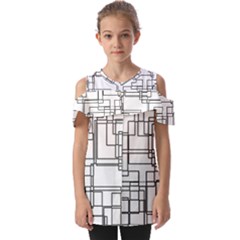 Structure Pattern Network Fold Over Open Sleeve Top by Amaryn4rt