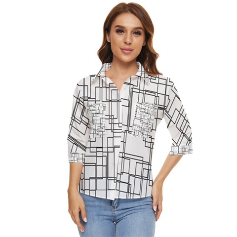 Structure Pattern Network Women s Quarter Sleeve Pocket Shirt by Amaryn4rt