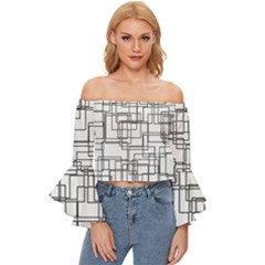 Structure Pattern Network Off Shoulder Flutter Bell Sleeve Top by Amaryn4rt