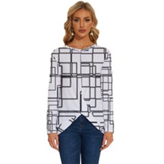 Structure Pattern Network Long Sleeve Crew Neck Pullover Top by Amaryn4rt