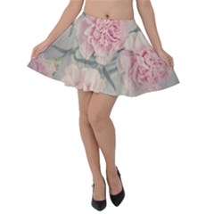 Cloves Flowers Pink Carnation Pink Velvet Skater Skirt by Amaryn4rt