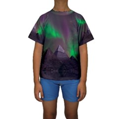 Fantasy Pyramid Mystic Space Aurora Kids  Short Sleeve Swimwear by Grandong