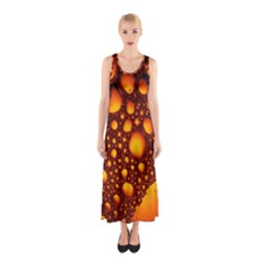 Bubbles Abstract Art Gold Golden Sleeveless Maxi Dress by Dutashop