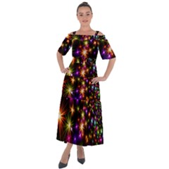 Star Colorful Christmas Abstract Shoulder Straps Boho Maxi Dress  by Dutashop